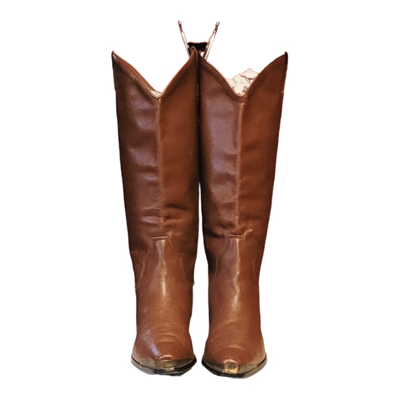 Women Vintage Leather Brown Western Style Boots By Catleia Size 8M - Picture 4 of 10